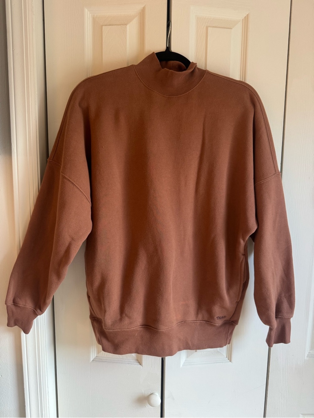 Aritzia TNA Cozy Fleece Mock Neck Pullover Sweater - Brown